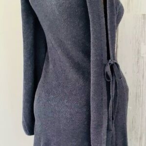 American Eagle Outfitters Gray Cardigan Dress with Tie Detail